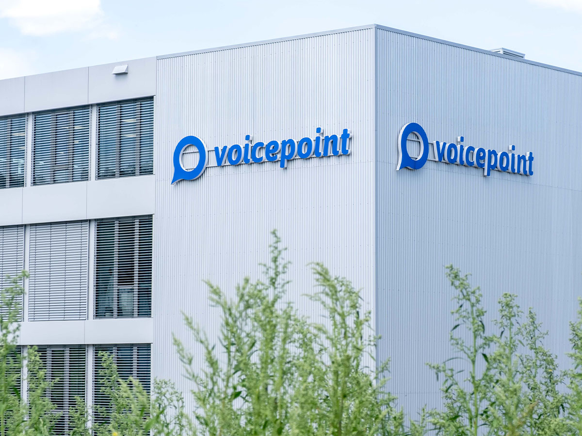Nahaufnahme der Aussenansicht des Firmengebäudes der Voicepoint AG